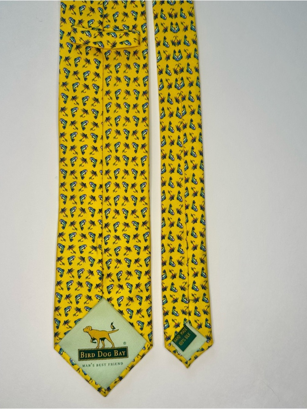 Fly Fishing BIRD DOG BAY Rainbow Trout & Lure Pattern Classic Silk Tie, 3.25” - Picture 6 of 9